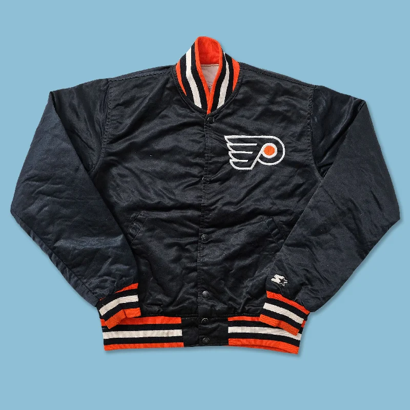 stylish winter coats for women -Women's Starter Philadelphia Flyers Satin Bomber Jacket Small