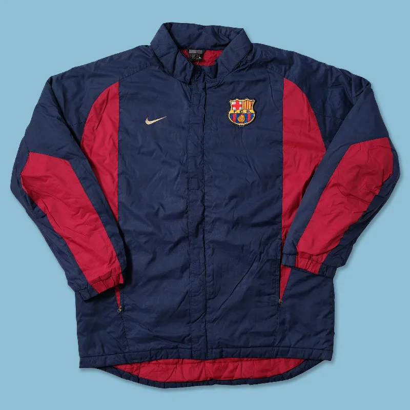 women's luxury fur coats -Vintage Nike FC Barcelona Padded Jacket XLarge