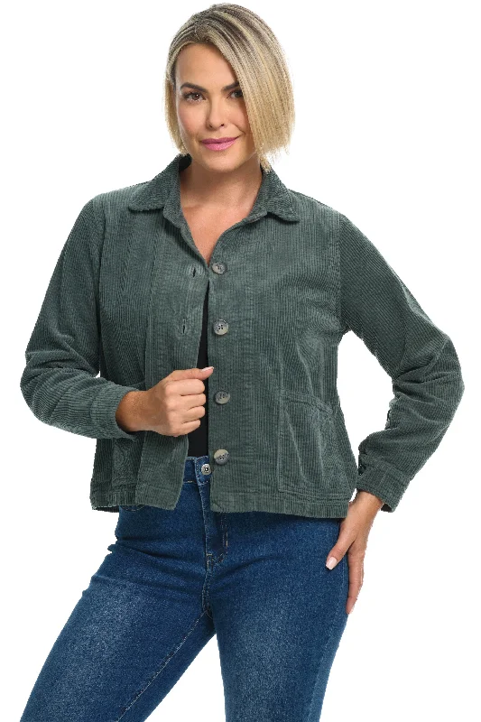 women's sleeveless coats -Lux Cord Crop Jacket