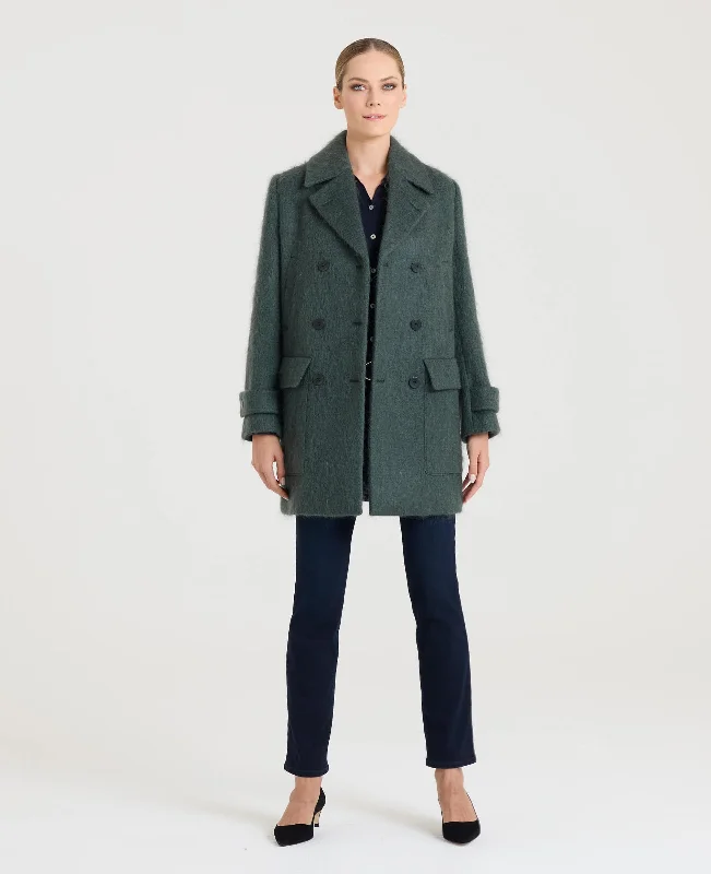 stylish asymmetric coats for women -Emma Mohair Pea Coat