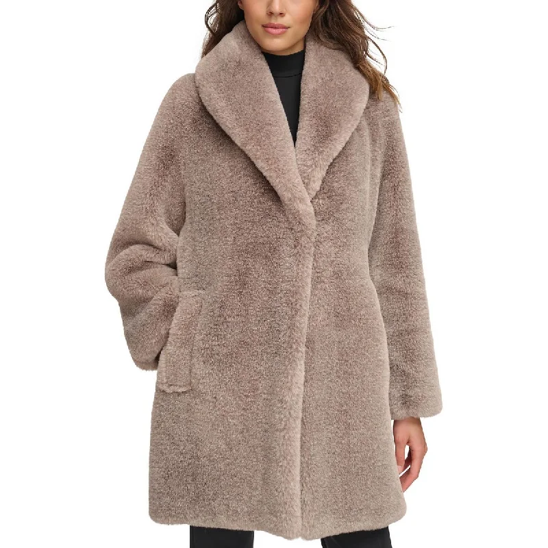 ladies' tailored blazers -Womens Long Formal Faux Fur Coat