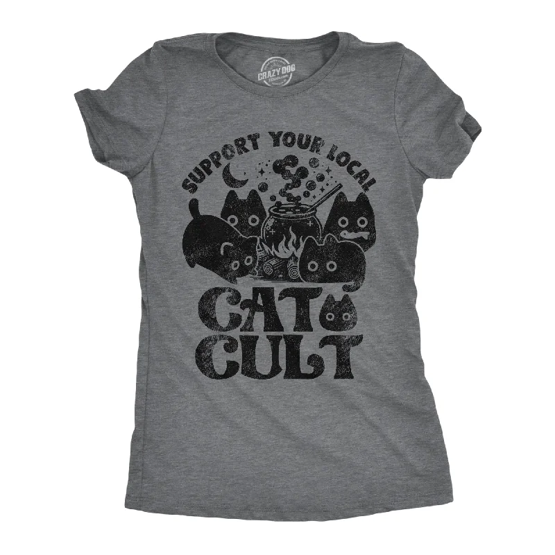 stylish sleeveless tops for women -Support Your Local Cat Cult Women's T Shirt