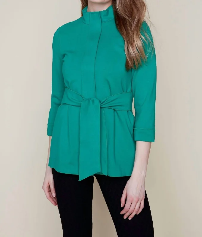 stylish trench coats for women -Eco-Knit Jacket In Emerald