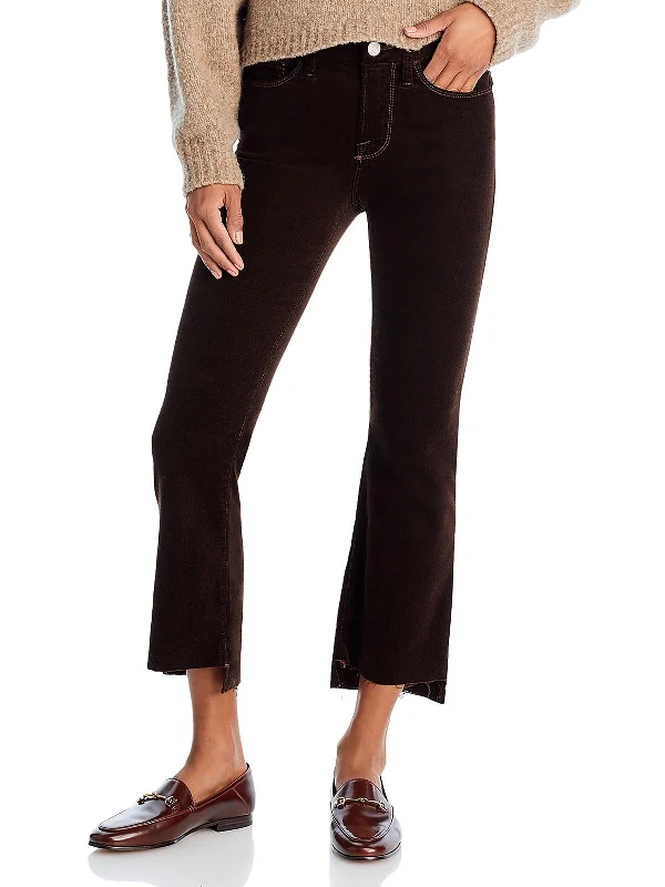 ladies' draped skirts -Womens Mid Rise Crop Bootcut Pants