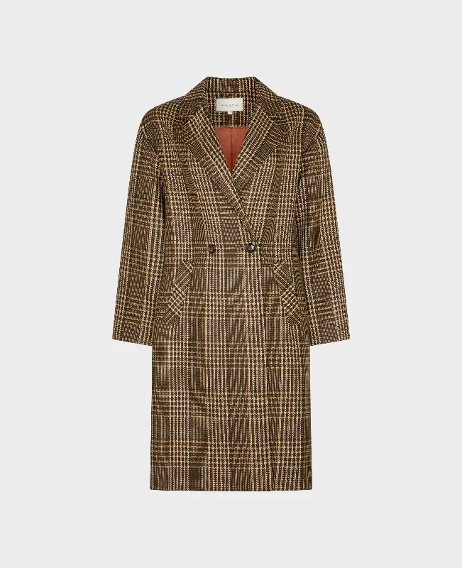 trendy oversized blazers for women -Evelyn Relaxed Check Coat