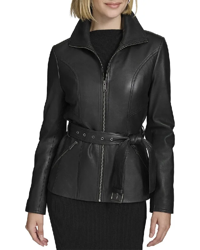 ladies' tailored blazers -Andrew Marc Tatum Leather Coat