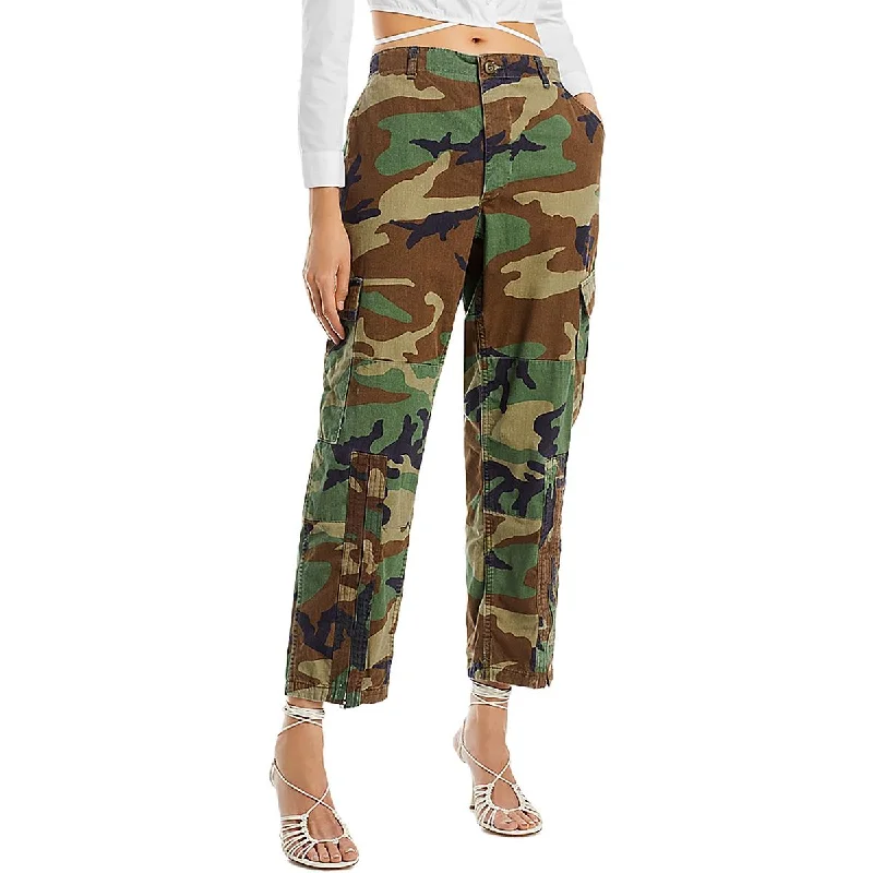 ladies' leather leggings -Upcycle Mens Camouflage Straight Leg Cargo Pants