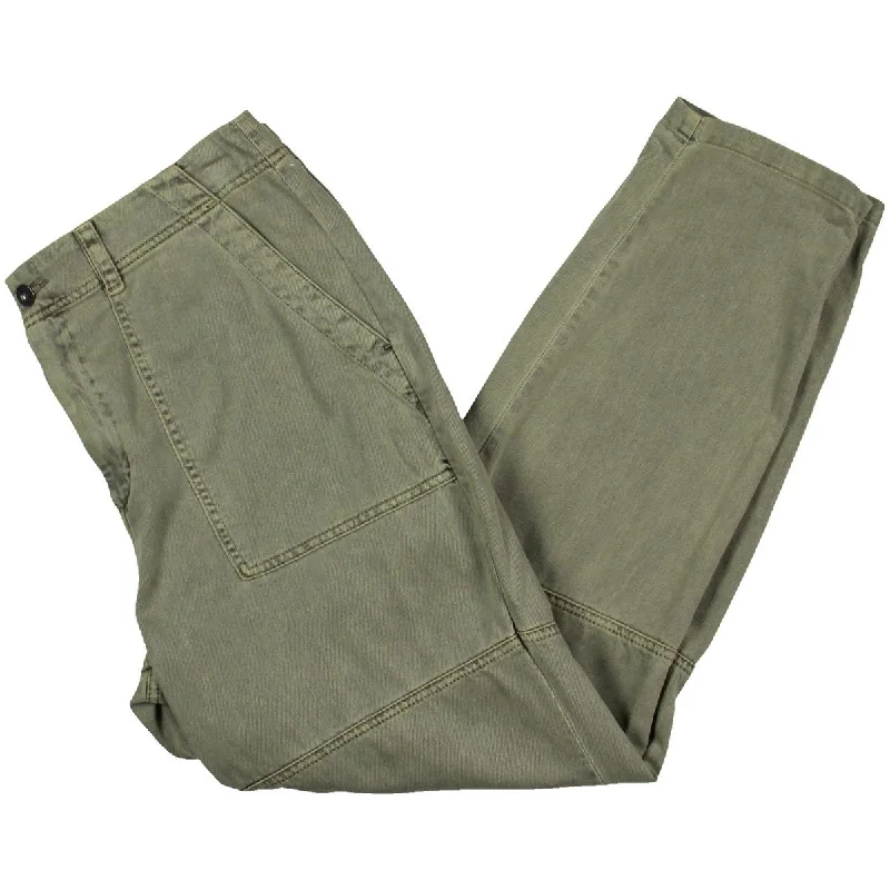 women's loose-fit pants -Womens High Rise Cuffed Cargo Pants