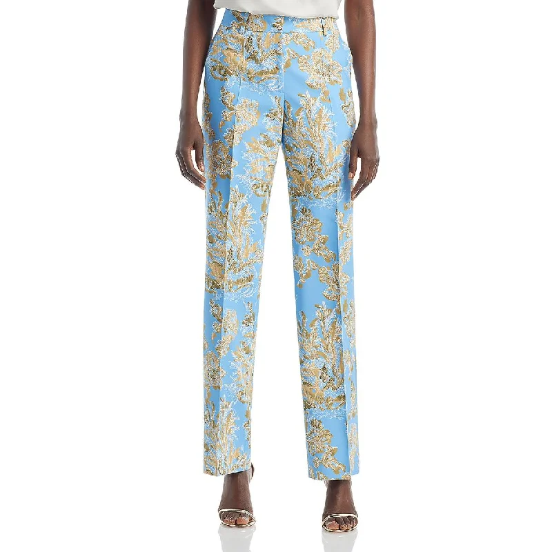 women's high-slit skirts -Lafayette 148 New York Womens Printed Pleated Trouser Pants