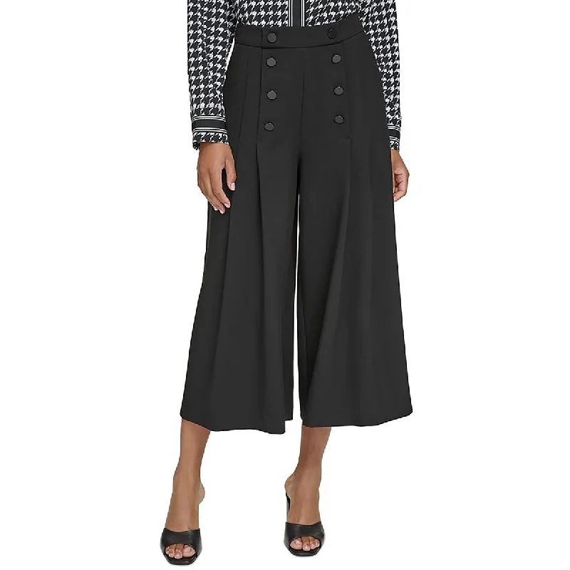 stylish straight-leg trousers for women -Womens Button Sailor Wide Leg Pants