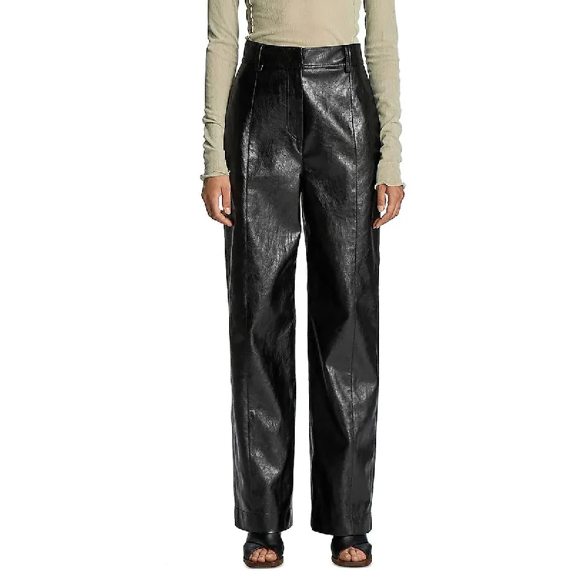 ladies' puff skirts -Lvir Womens Faux Leather Flared Pants