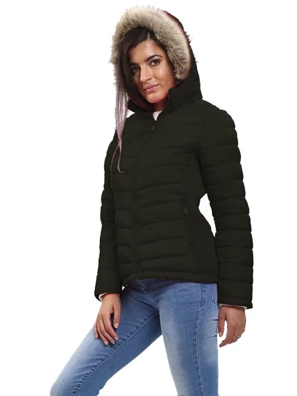 women's oversized coats -Kruze | Womens Hooded Puffer Jacket