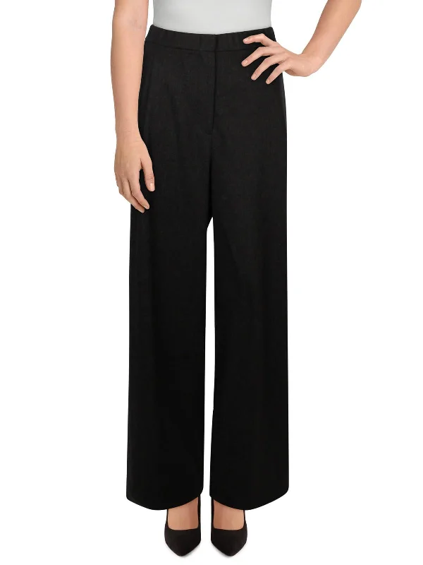 stylish pleated palazzo pants for women -Womens Pleated High Rise Wide Leg Pants