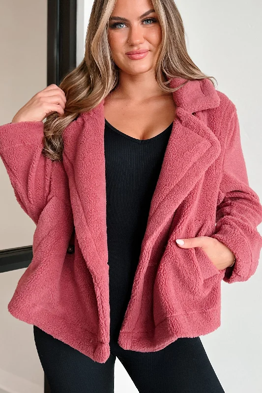 stylish bomber jackets for women -Show Some Compassion Sherpa Jacket (Mauve)