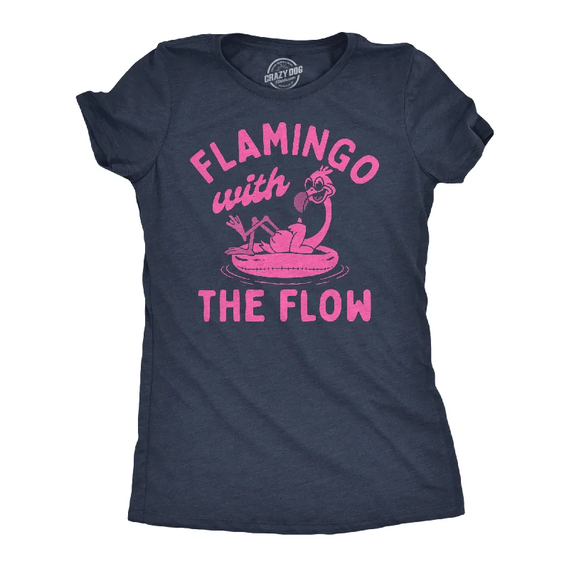 women's flared sleeve tops -Flamingo With The Flow Women's T Shirt