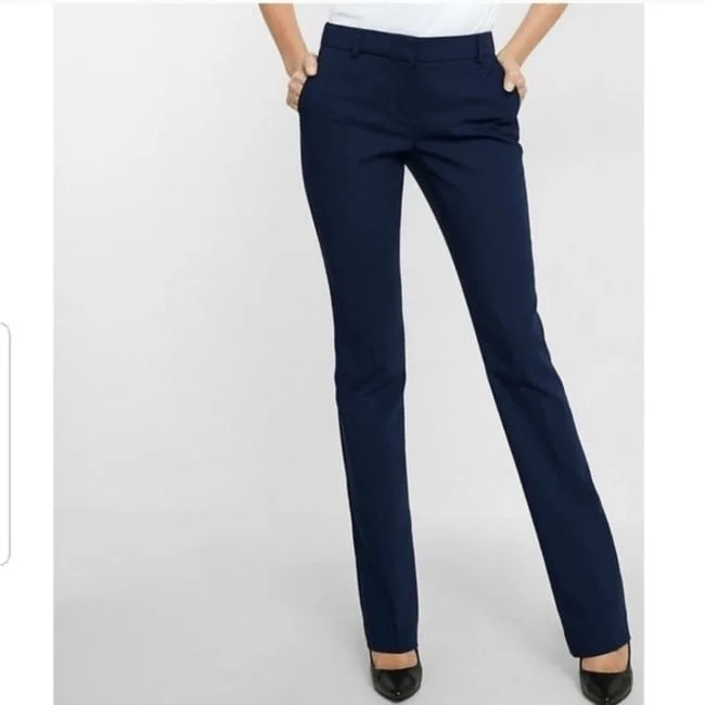 women's utility pants -Calvin Klein Women's High-Waisted Tuxedo Pants Navy Size 14