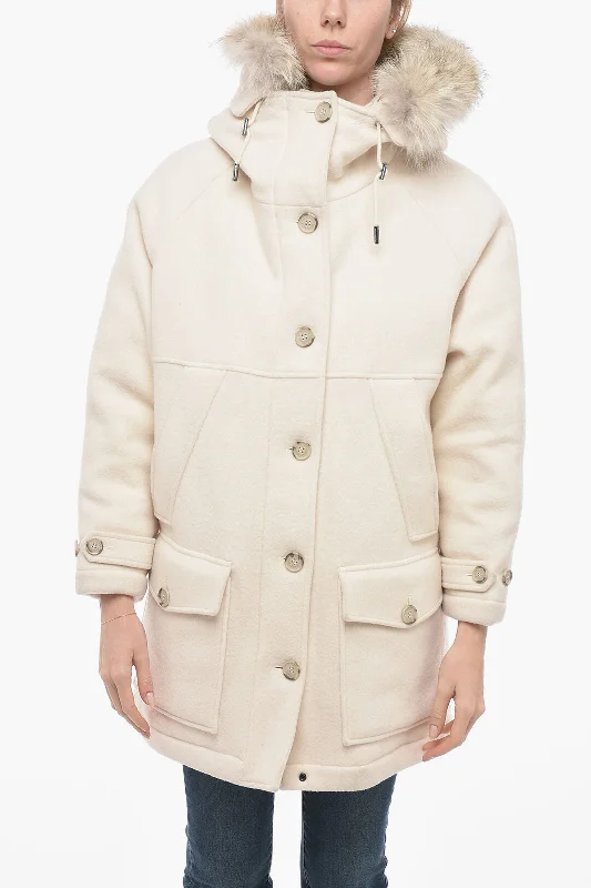 women's knitted coats -Woolrich Removable Fur TUNDRA Parka