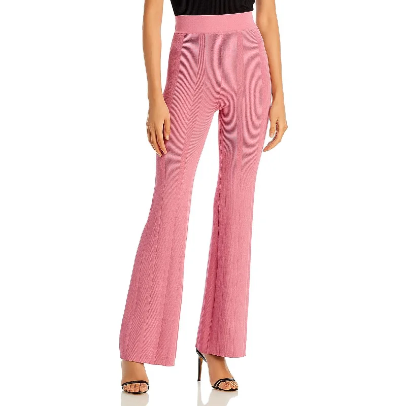 ladies' satin wide-leg pants -Remain Womens High Rise Stretch Flared Pants