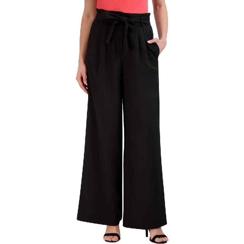 women's wide-leg pants -Womens High Waist Paperbag Wide Leg Pants