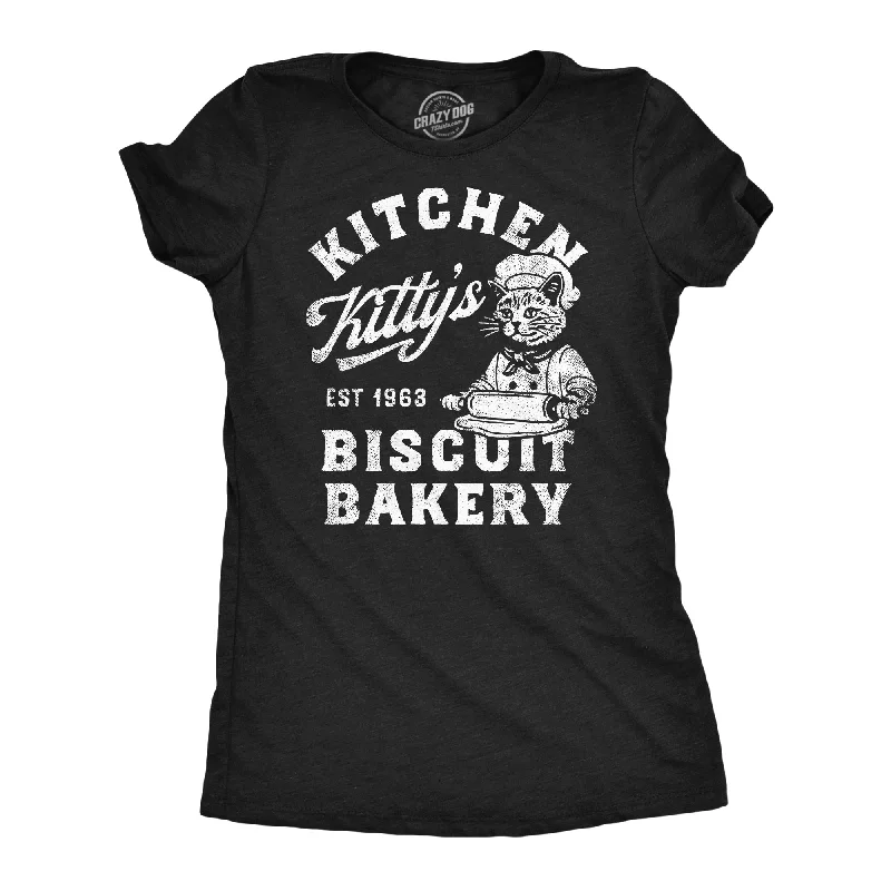 ladies' satin tops -Kitchen Kittys Biscuit Bakery Women's T Shirt