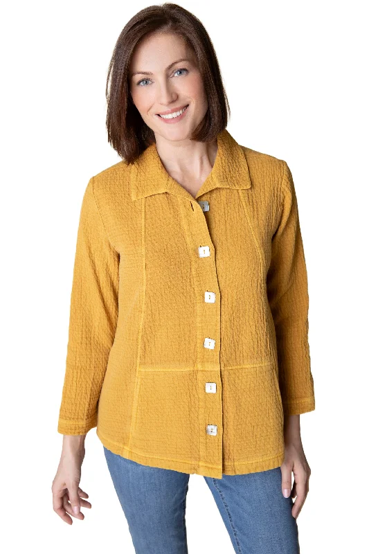 women's elegant winter coats -Sunwashed Jacquard Cotton Jacket