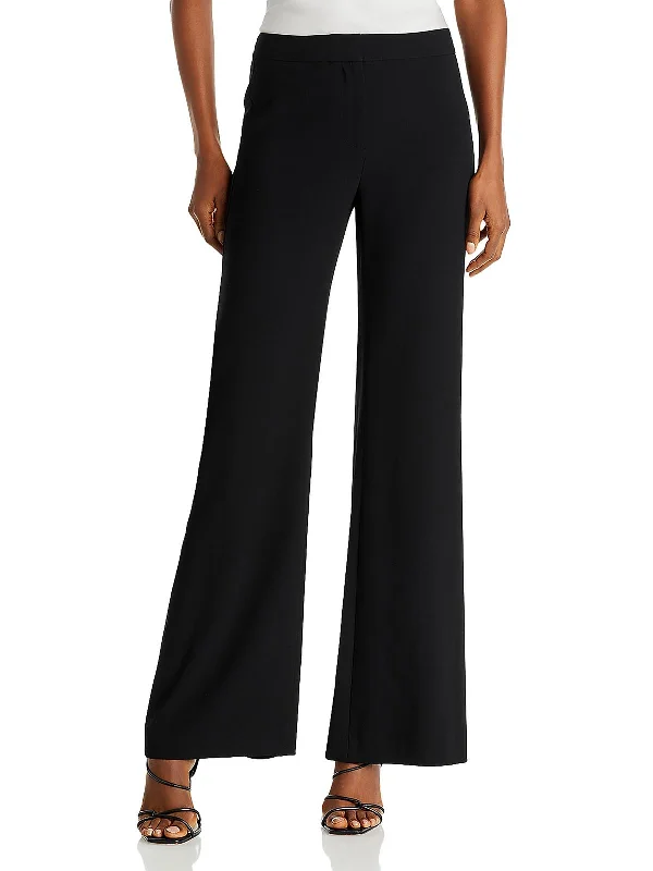 women's formal palazzo pants -Womens Solid Casual Wide Leg Pants