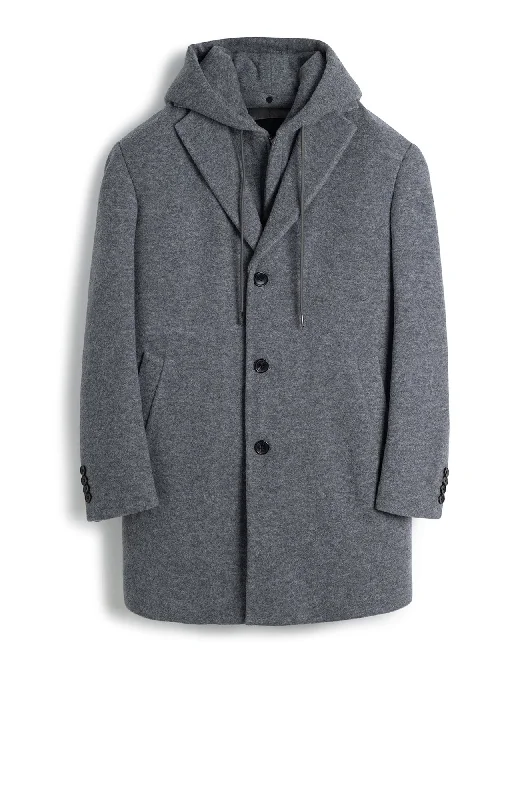 women's checked wool coats -TYSON CHARCOAL TOPCOAT WITH PRIMALOFT INSULATION