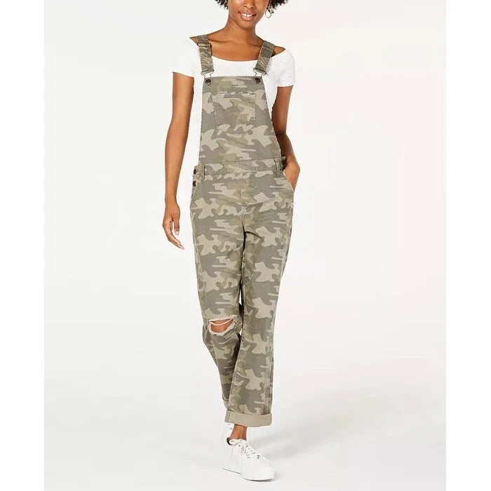 women's ruched skirts -Vanilla Star Women's Ripped Camouflage Overalls Green Size 3