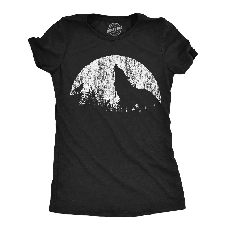 women's casual tops -Moon Wolves Women's T Shirt