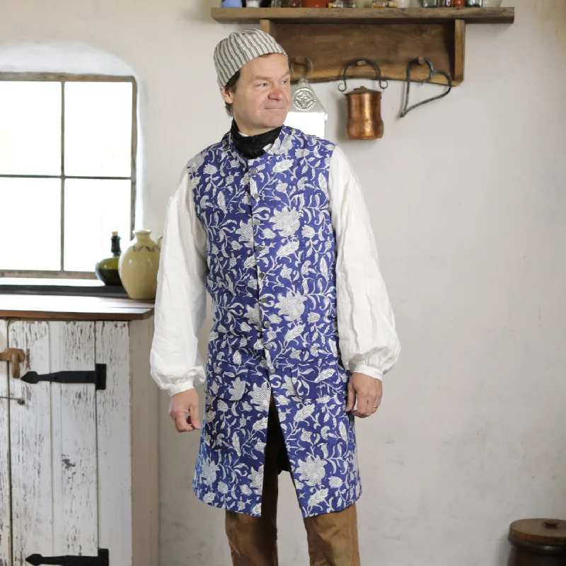 women's sherpa jackets -Block Printed 1750's Waistcoat