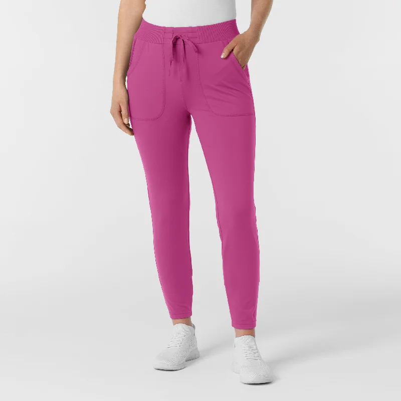 women's stretch skinny jeans -RENEW Knit Women's Track Scrub Pant - Raspberry