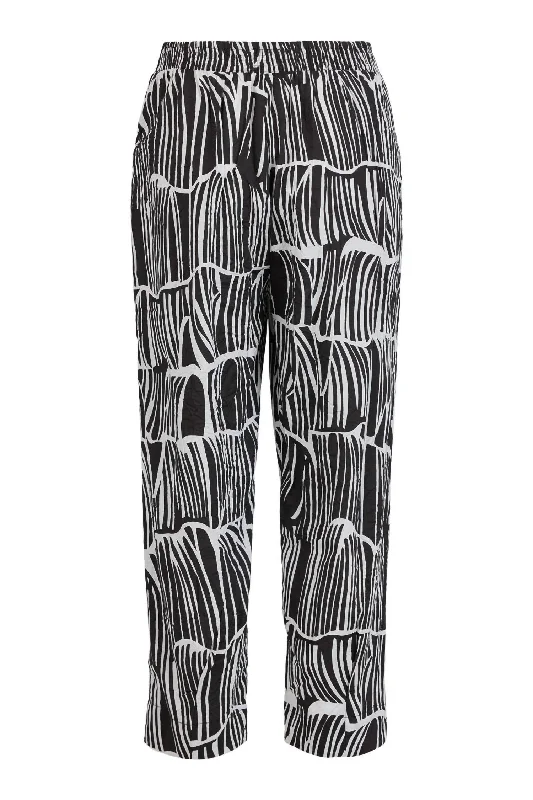 ladies' floral skirts -Women's Contrast Trousers In Black/white