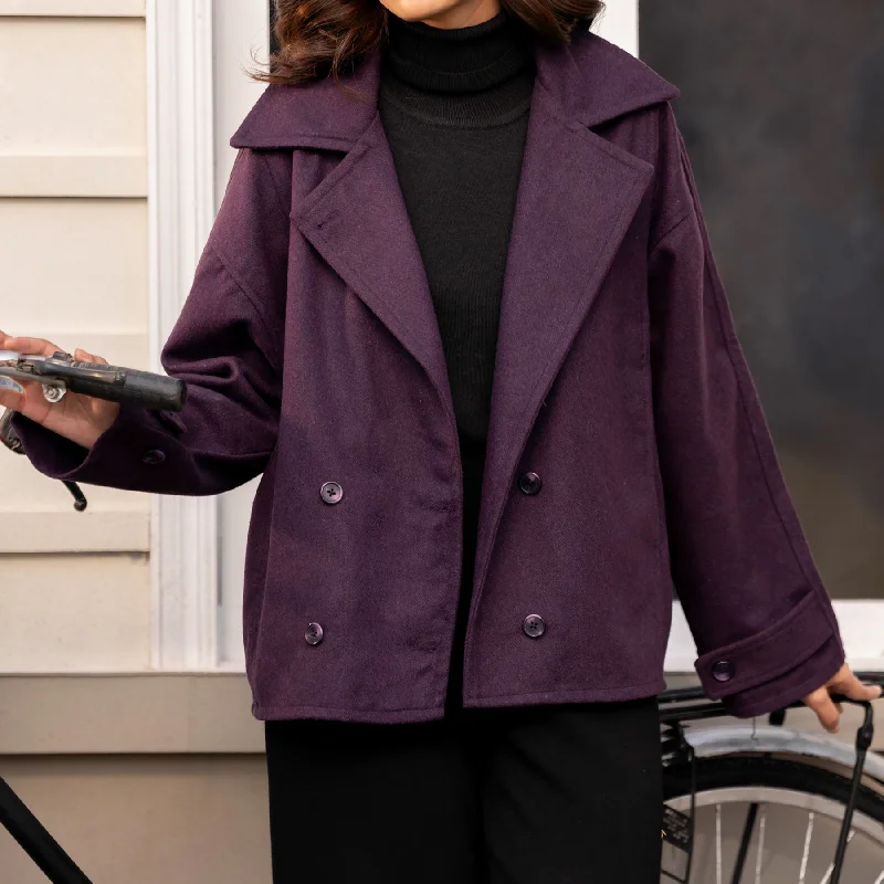 women's cashmere coats -Purple Wool Jacket PW4272