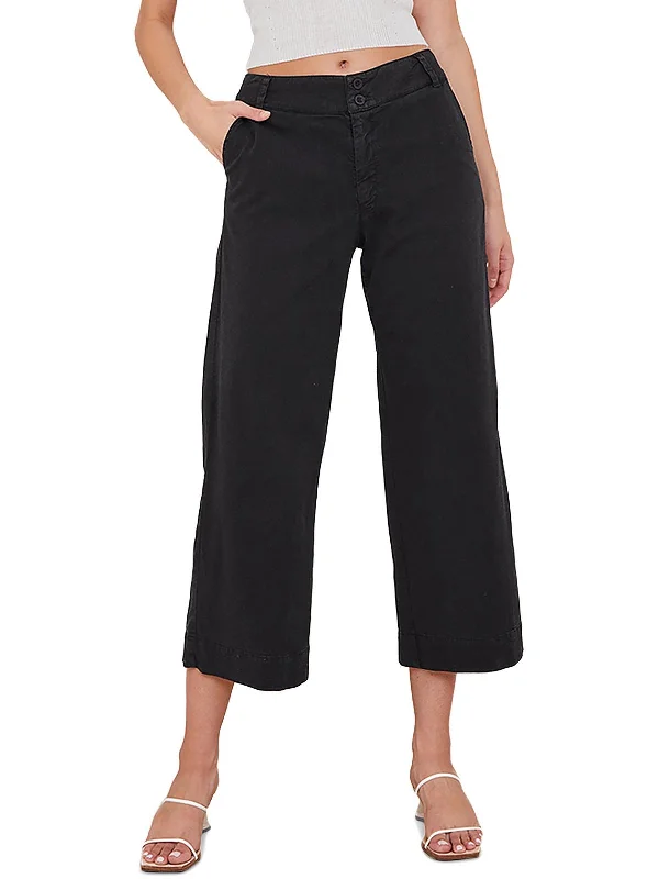 ladies' office trousers -Saige Womens Cropped High Rise Wide Leg Pants