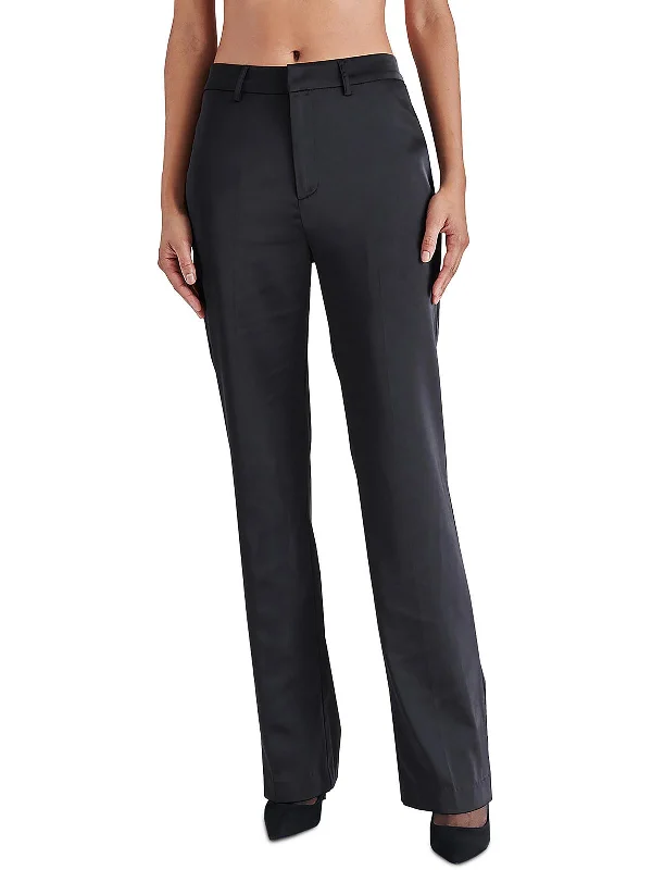 women's palazzo pants -Mercer Womens Mid Rise Formal Straight Leg Pants