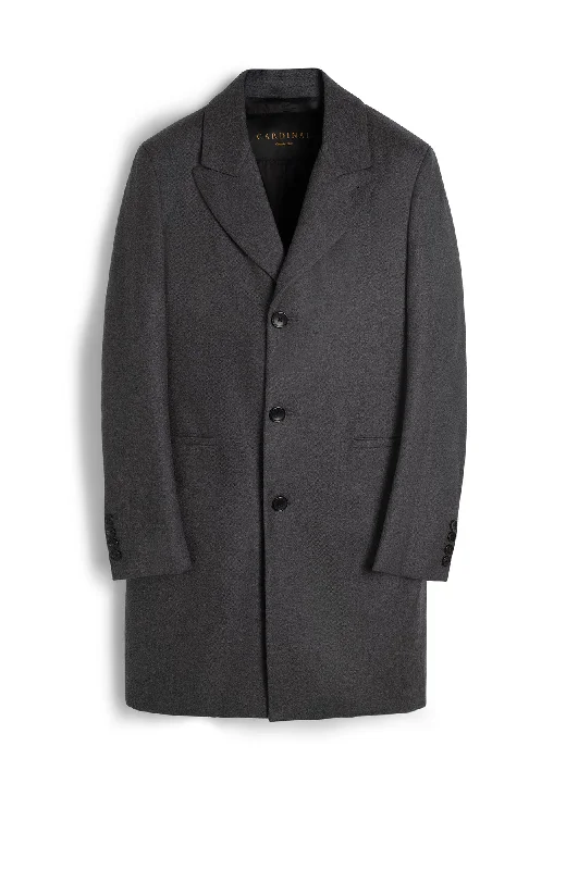 women's high-neck coats -LIMITED EDITION: GRAPHITE WOOL & CASHMERE TOPCOAT