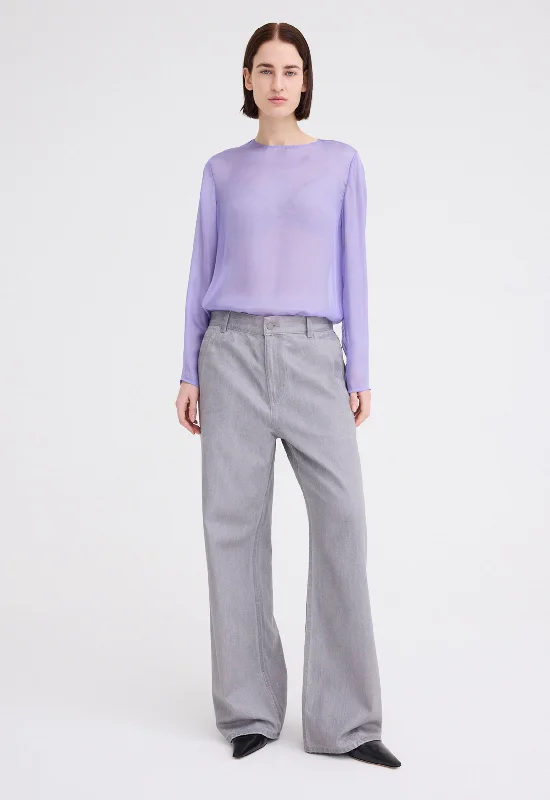 ladies' silk pants -Alum Foiled Cotton Pant - Oxide Grey