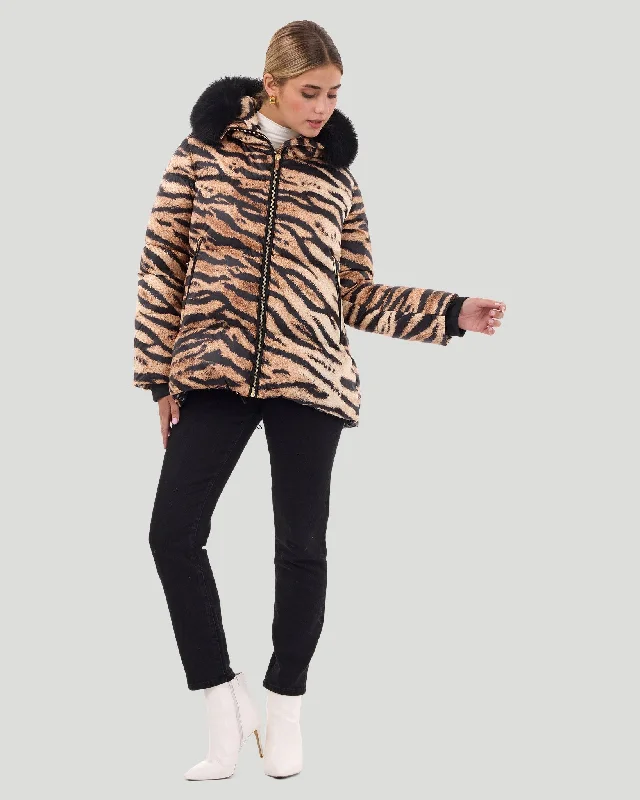 women's wrap coats -Apres-Ski Jacket with Detachable Fox Hood Trim