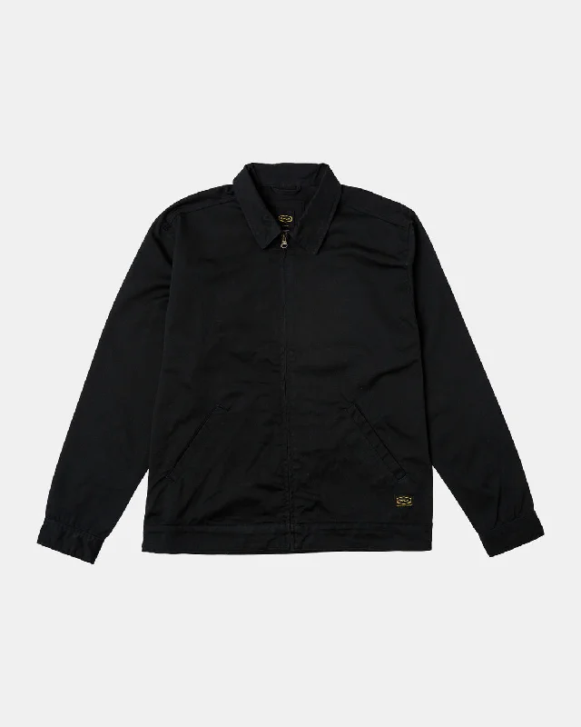 women's zip-up jackets -Dayshift Twill Jacket - RVCA Black