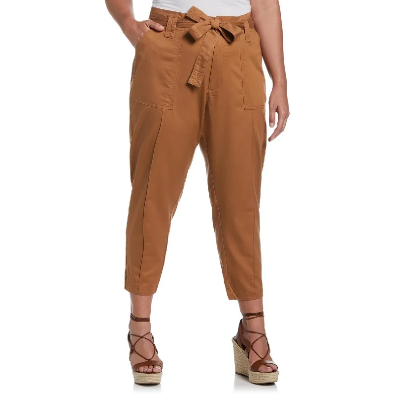 ladies' tailored trousers -Ella Womens Plus Twill High Rise Cargo Pants