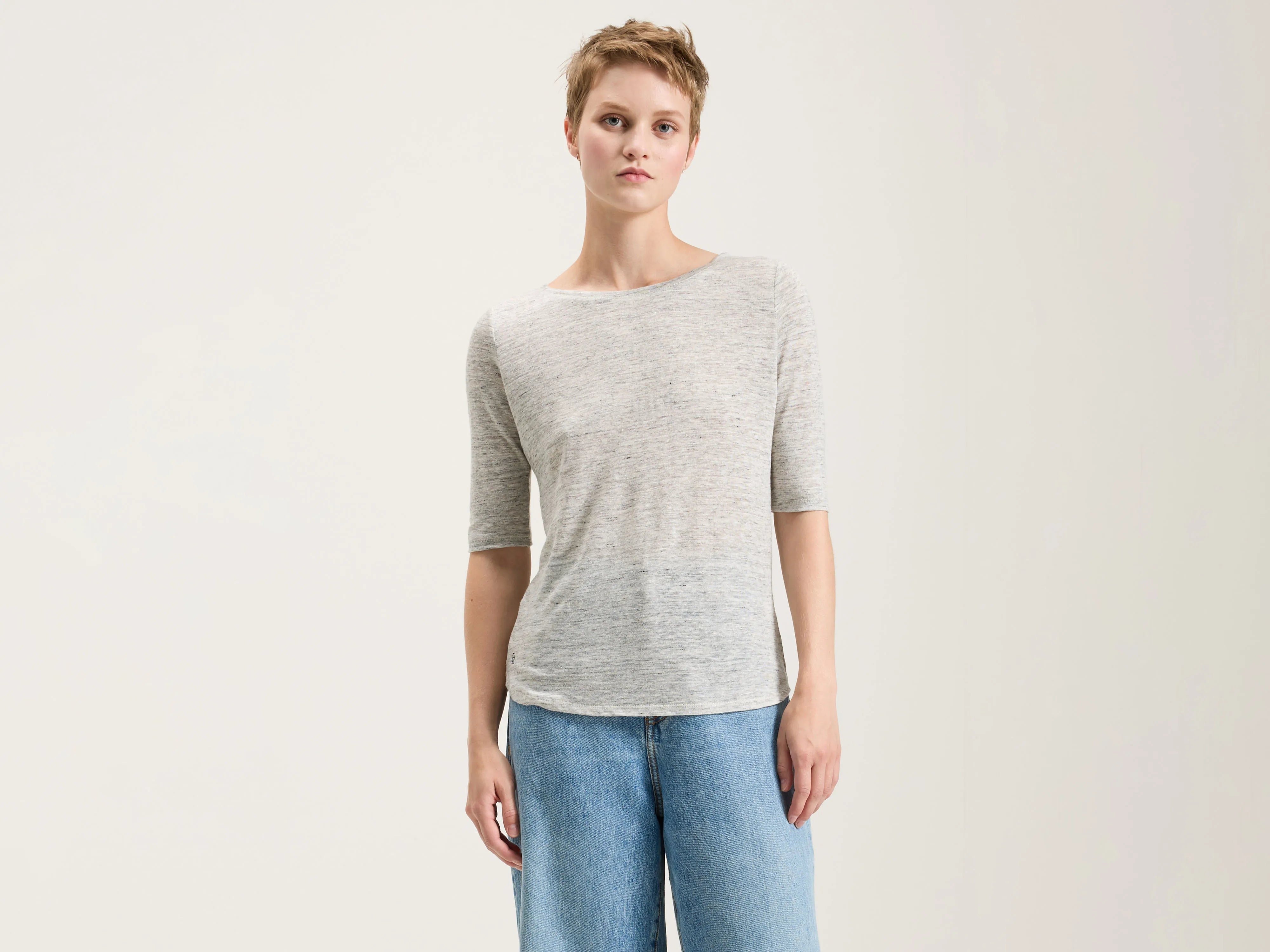 ladies' summer tops -Seas slim t-shirt (242 / W / H. GREY)