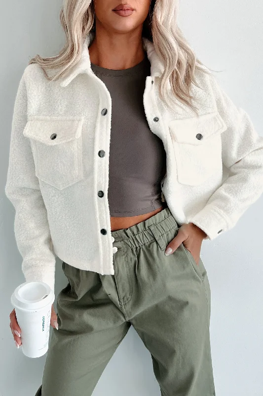 women's belted trench coats -I've Got Big Plans Snap-Button Jacket (Ivory)