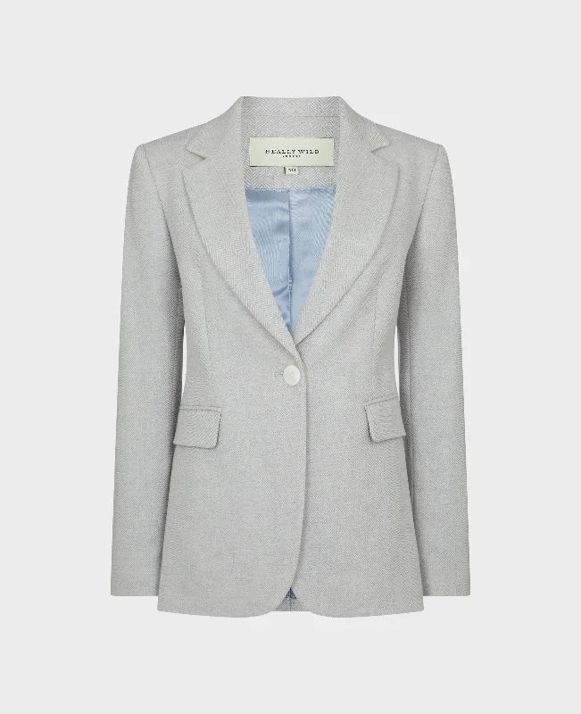 stylish blazers for women -Elizabeth Herringbone Wool Blend Jacket