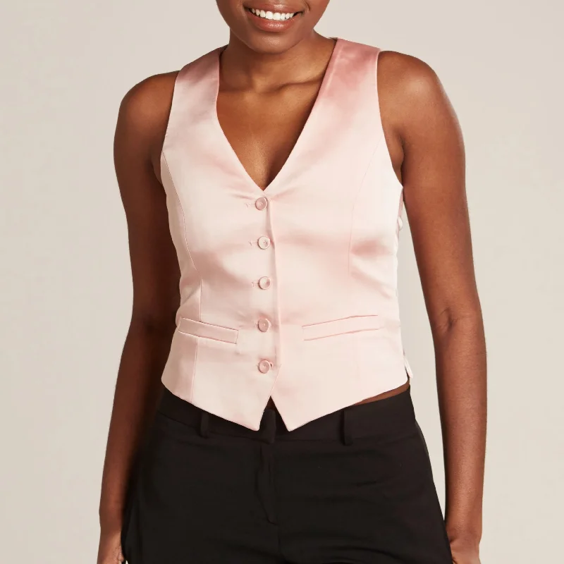 women's pencil skirts -Blush Pink Tuxedo Vest