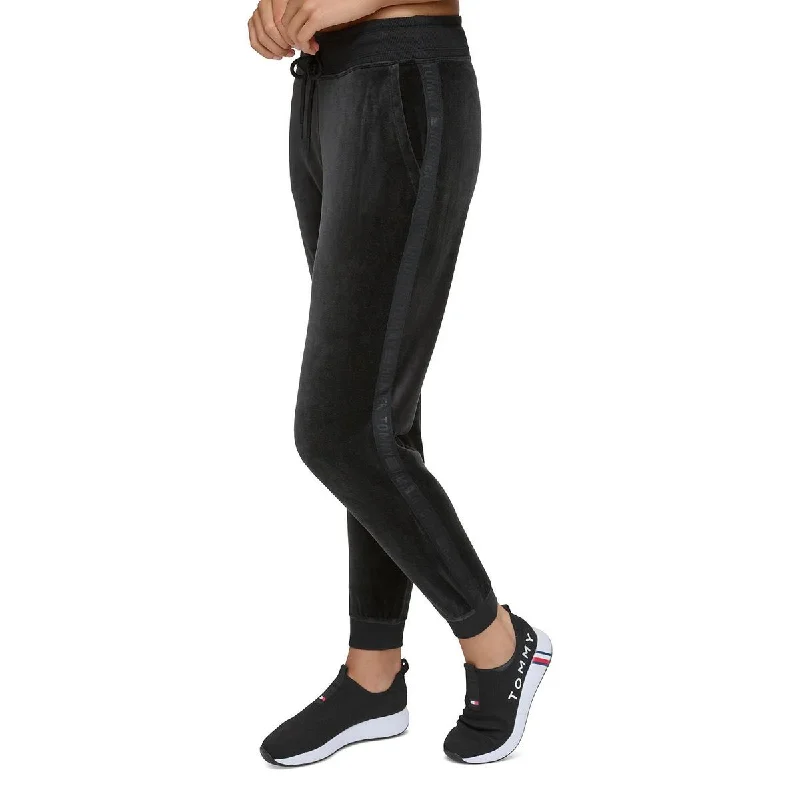 women's loose-fit pants -Tommy Hilfiger Sport Womens Velvet Jogger Pants