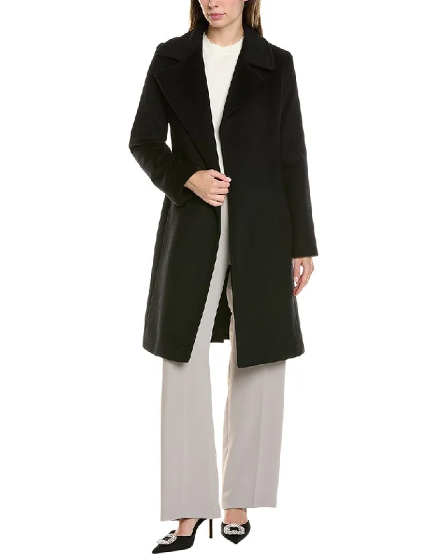 women's down coats -FLEURETTE Medium Wool-Blend Wrap Coat