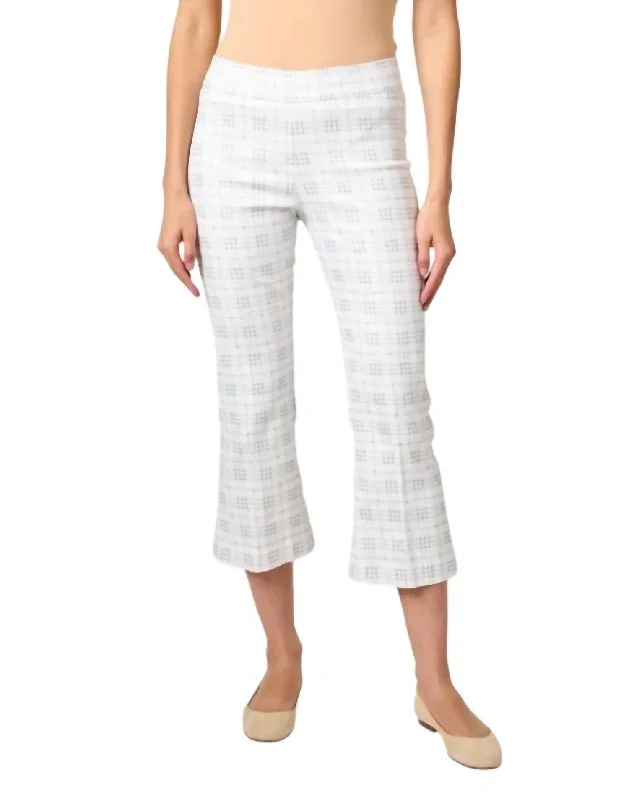 women's athletic shorts -Leo Plaid Pant In White Plaid