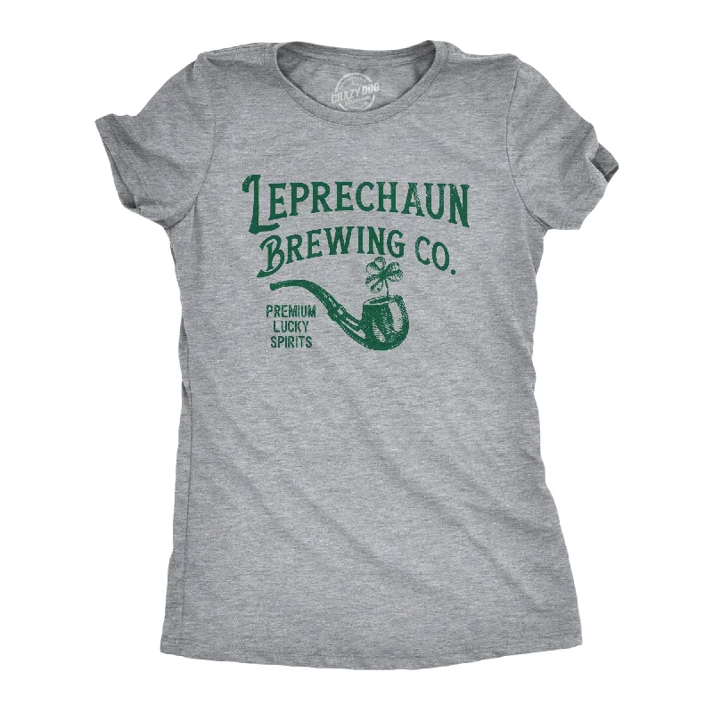 casual asymmetrical tops for women -Leprechaun Brewing Co Women's T Shirt