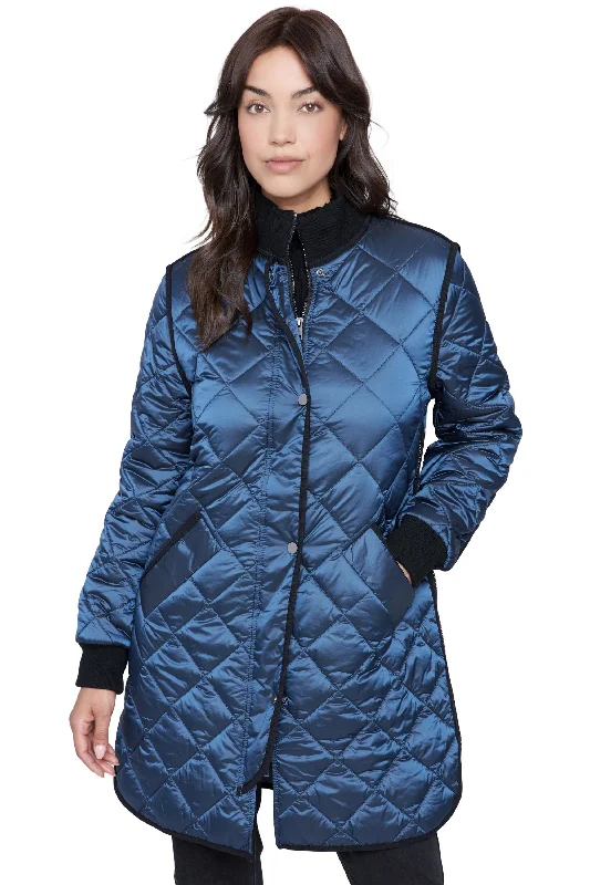 casual trench coats for women -Quilted Puffer Long Jacket