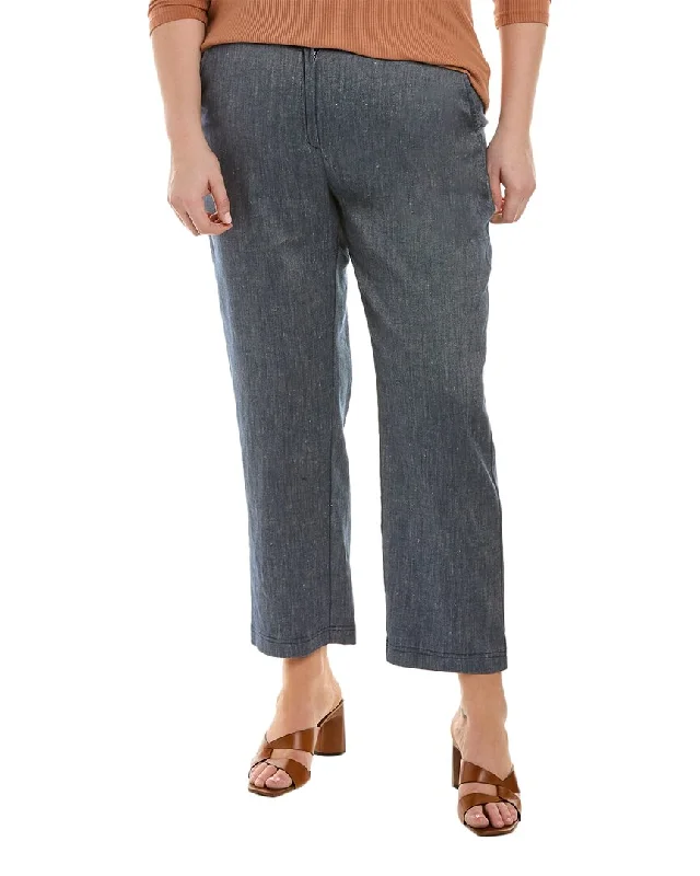 stylish high-waisted shorts for women -Voyage by Marina Rinaldi Plus Rapper Linen-Blend Trouser